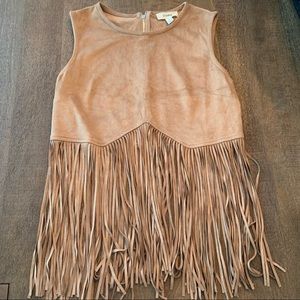Suede fringe crop top